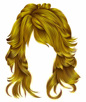 trendy woman long hairs bright yellow colors .beauty fashion .  realistic 3d vector