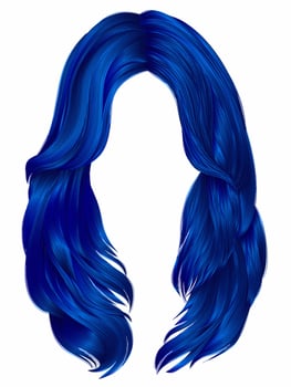 trendy woman long hairs dark blue colors . beauty fashion .  realistic  graphic 3d vector