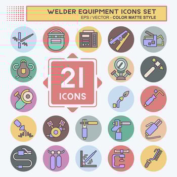 Icon Set Welder Equipment. related to Building Tool symbol. color mate style. simple design editable. simple illustration vector