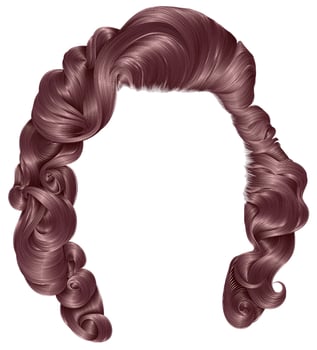 trendy woman hairs  pink colors . beauty fashion . retro style curls . realistic 3d . vector