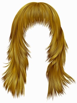 trendy woman long hairs bright yellow colors .  beauty fashion .  realistic 3d vector