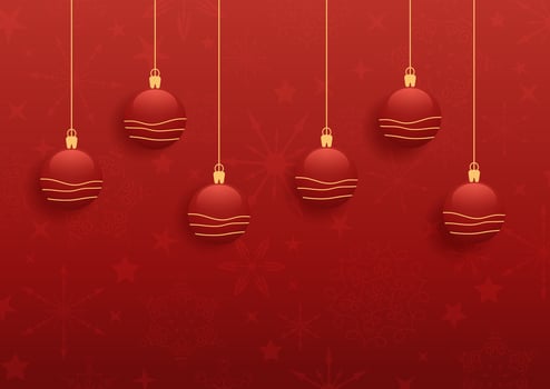 christmas background with hanging baubles vector
