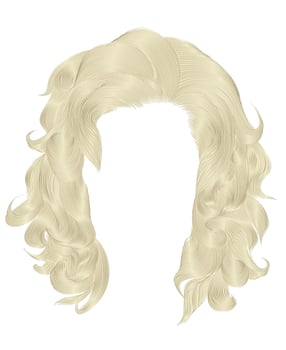 trendy  woman curly hairs blond color . medium length . beauty style . realistic  3d . vector