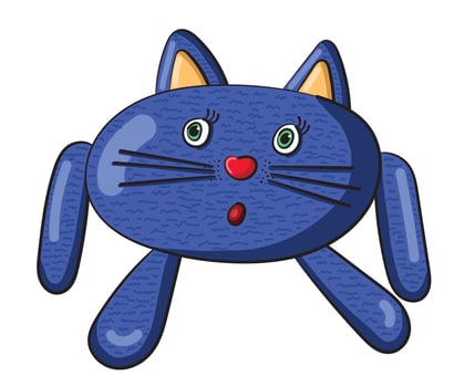 Vector illustration of crazy blue Cat cartoon isolated on white background.