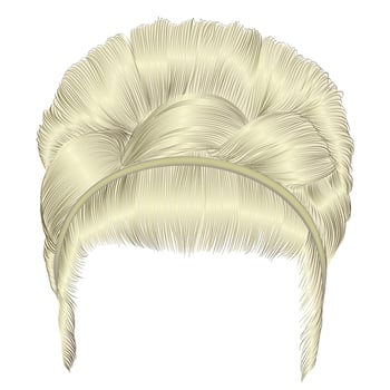 retro  hairstyle babette with pigtail.women blond hairs . fashion beauty . vector