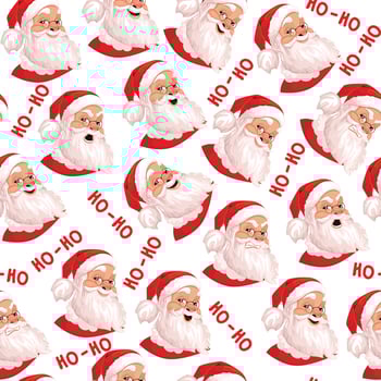 Santa Claus seamless pattern, set of 6 real emotions. Ideal for wallpapers, textiles, backdrops, wrapping paper. Template design.On white background. Evil, kind, cheerful. vector