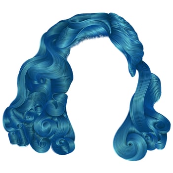 trendy woman short  hairs blue colors .fringe. fashion beauty retro style . realistic 3d . vector
