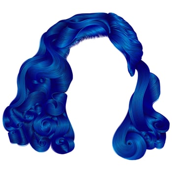 trendy woman short  hairs dark blue colors .fringe. fashion beauty retro style . realistic 3d . vector