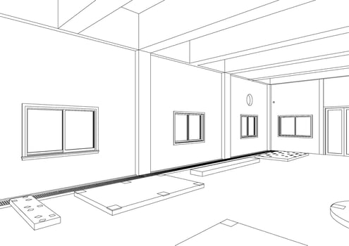 3D illustration of industrial building vector