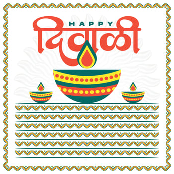 Happy Diwali or Deepawali Social Media Post Template in Hindi Text Diwali and Deepavali vector