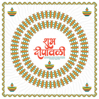 Happy Diwali or Deepawali Social Media Post Template in Hindi Text Diwali and Deepavali vector