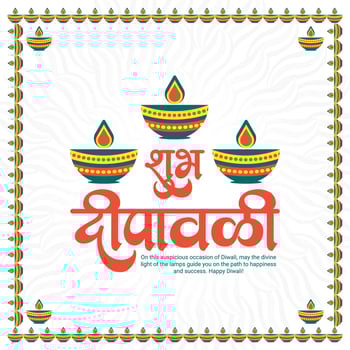 Happy Diwali or Deepawali Social Media Post Template in Hindi Text Diwali and Deepavali vector