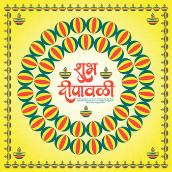 Happy Diwali or Deepawali Social Media Post Template in Hindi Text Diwali and Deepavali vector