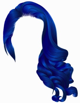 woman trendy long curly hairs wig dark blue colors .retro style . beauty fashion . realistic 3d . vector