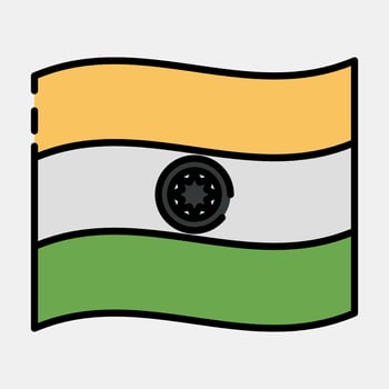 Icon indian flag. Diwali celebration elements. Icons in filled line style. Good for prints, posters, logo, decoration, infographics, etc. vector