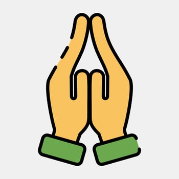Icon pray. Diwali celebration elements. Icons in filled line style. Good for prints, posters, logo, decoration, infographics, etc. vector