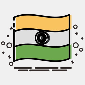 Icon indian flag. Diwali celebration elements. Icons in MBE style. Good for prints, posters, logo, decoration, infographics, etc. vector
