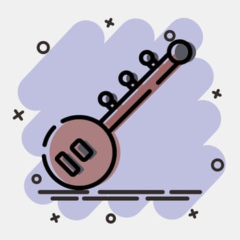 Icon sitar. Diwali celebration elements. Icons in comic style. Good for prints, posters, logo, decoration, infographics, etc. vector