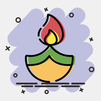Icon fire lamp. Diwali celebration elements. Icons in comic style. Good for prints, posters, logo, decoration, infographics, etc. vector
