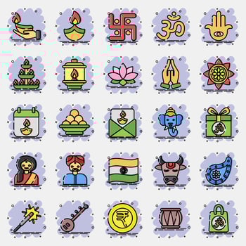 Icon set of diwali. Diwali celebration elements. Icons in comic style. Good for prints, posters, logo, decoration, infographics, etc. vector