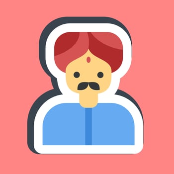 Sticker indian man. Diwali celebration elements. Good for prints, posters, logo, decoration, infographics, etc. vector