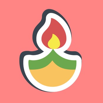 Sticker fire lamp. Diwali celebration elements. Good for prints, posters, logo, decoration, infographics, etc. vector
