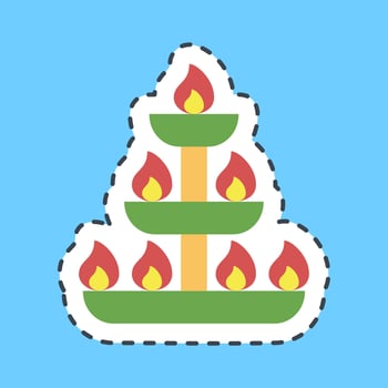 Cutting line sticker candles. Diwali celebration elements. Good for prints, posters, logo, decoration, infographics, etc. vector