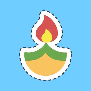 Cutting line sticker fire lamp. Diwali celebration elements. Good for prints, posters, logo, decoration, infographics, etc. vector