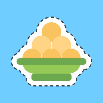 Cutting line sticker laddu. Diwali celebration elements. Good for prints, posters, logo, decoration, infographics, etc. vector