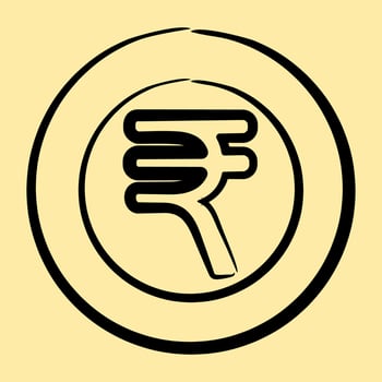 Icon rupee. Diwali celebration elements. Icons in hand drawn style. Good for prints, posters, logo, decoration, infographics, etc. vector