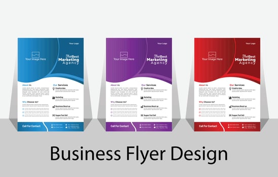 Business Marketing Flyer Set Digital Marketing Agency Flyer, Business brochure flyer design template. Vector illustration, corporate Business Flyer Template Design, blue, red