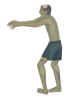 Zombie walking dead man spooky doodle. Halloween vector illustration in cartoon style. Scary monster clip art isolated on white background.