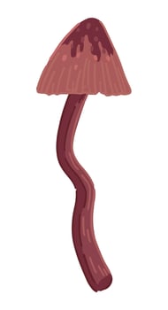 Poison mushroom clipart isolated on white. Abstract fungus in cartoon style. Colored vector illustration of Halloween decor.