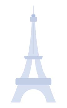 Paris Eiffel tower silhouette 2D cartoon object. Famous landmark. Tourist attraction France isolated vector item white background. Iron monument. Europe travel destination color flat spot illustration