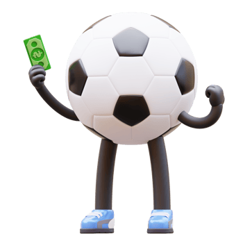 3D soccer ball character holding a money png