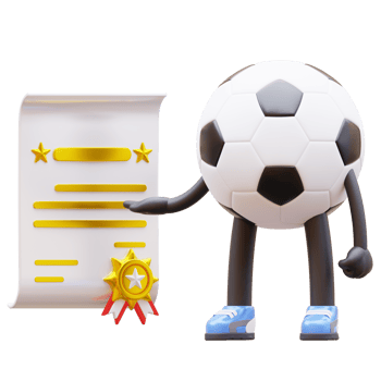 3D soccer ball character holding a certificate png
