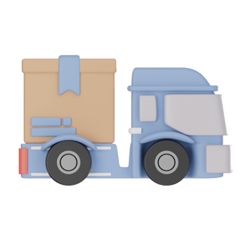 Delivery Car and  cardboard box 3D icon png