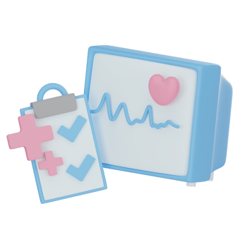 Ecg Monitor And Medical Report 3D illustration png