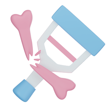 Crutch and Broken bones 3D illustration png