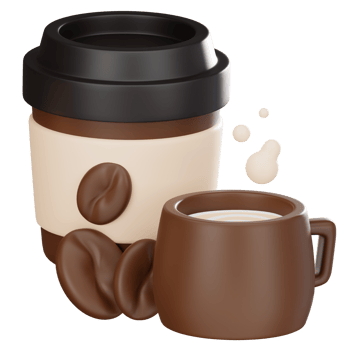 Coffee Paper Cup and Coffee Mug 3D Icon png