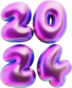 Happy New Year 2024 trendy typography for your Christmas, 3d render png