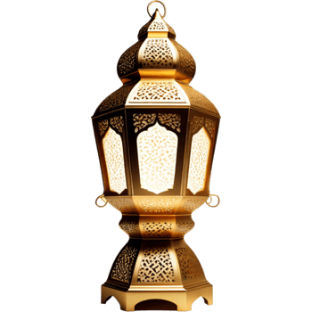 Ramadan Lantern Luxury Gold Lamp. AI Generative png