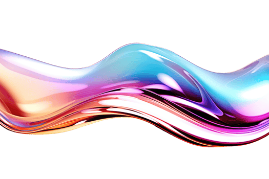 3D Iridescent Abstract Shape Isolated PNG - Generative AI