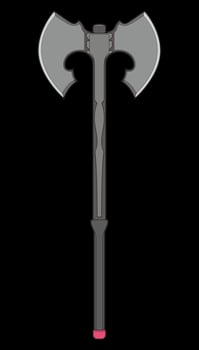 Fullcolor Medieval Axe Vector Weapon. Vector Hand Drawn Illustration Isolated On Black Background.