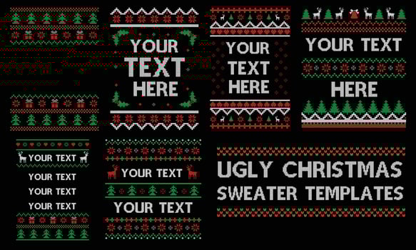 Ugly Christmas Sweater Pattern template vector