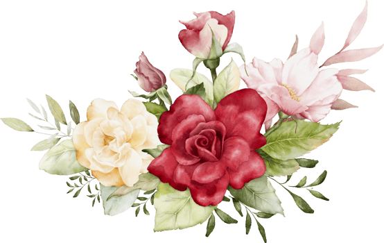 Watercolor arrangements with rose flowers png