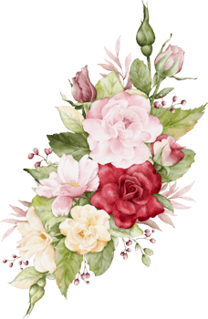 Watercolor arrangement with beautiful rose bouquet png