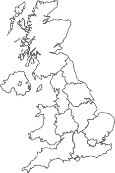 Map of UK with detailed country map, line map. png