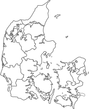 Map of Denmark with detailed country map, line map. png