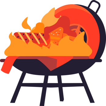 Hand Drawn BBQ grill for outdoor picnics concept in flat style png